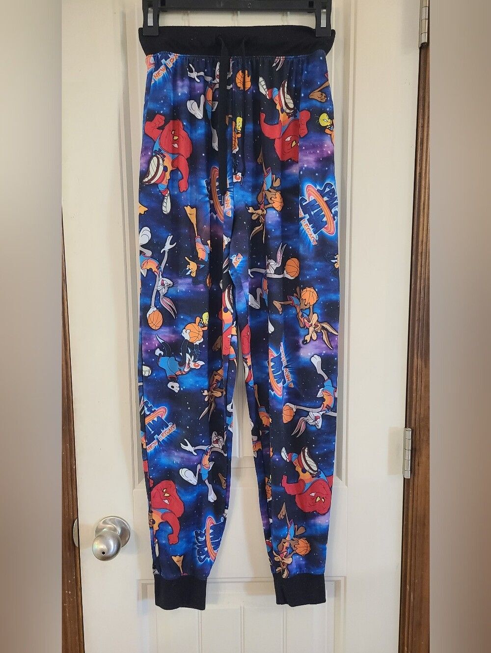 Space-Themed Blue Men's Joggers with Cartoon Print Size S